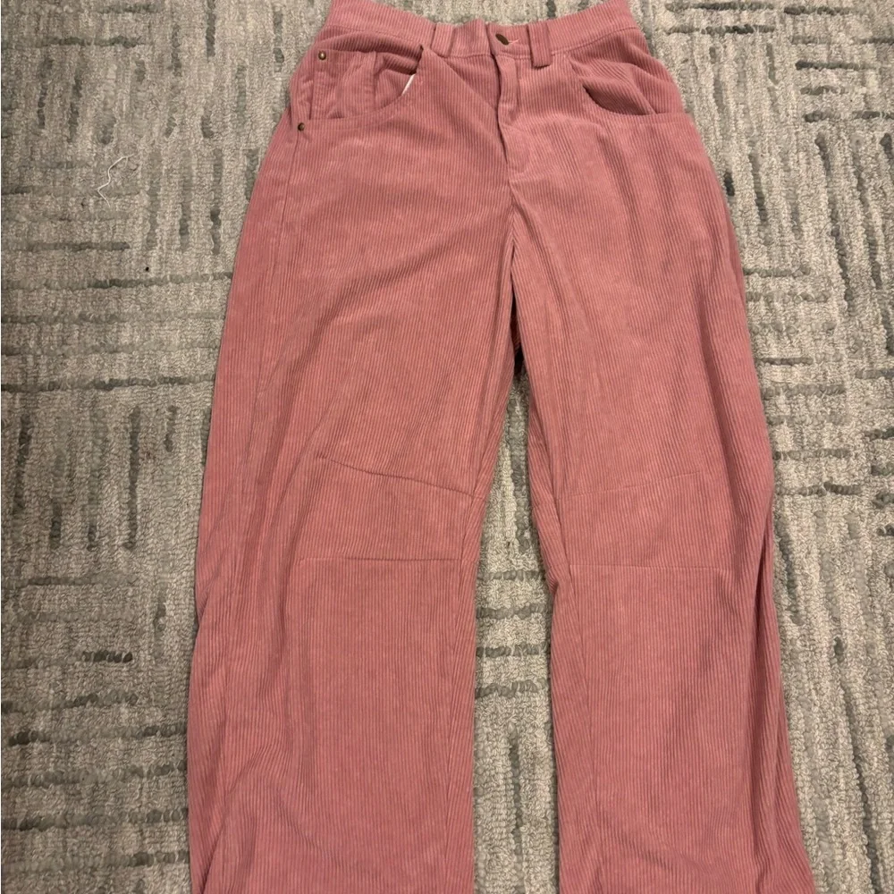 GENERIC BRAND PINK CORDS Pink Corduroy Pants loose flowy barrel leg pant preppy - Picture 3 of 8